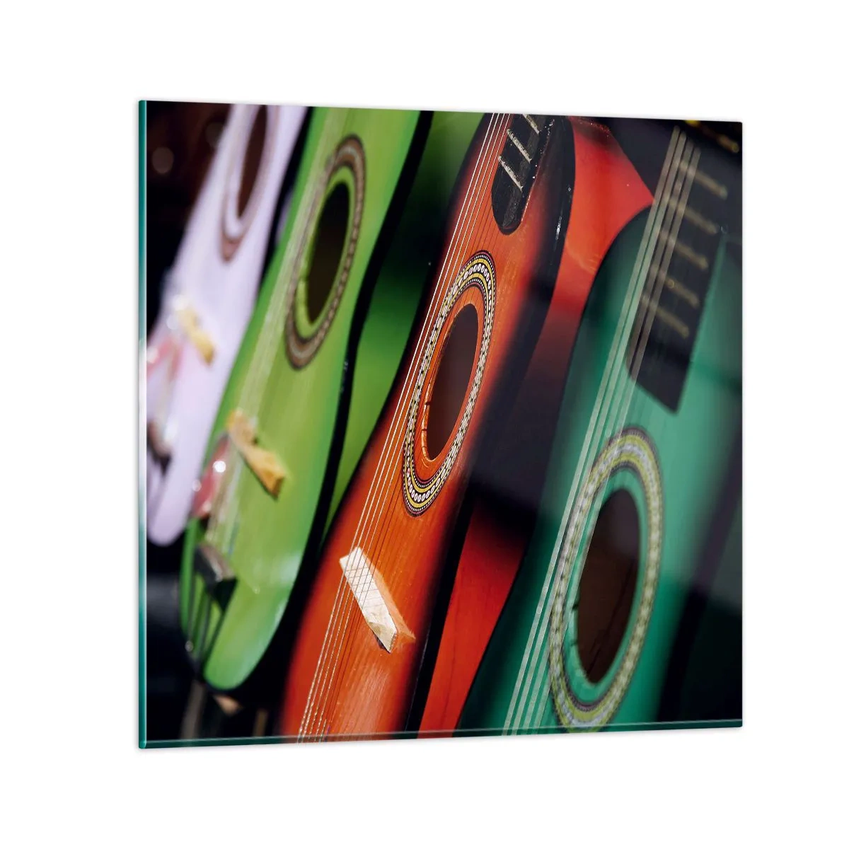 Schilderen op glas - De gitaar heeft vele kleuren - 40x40 cm