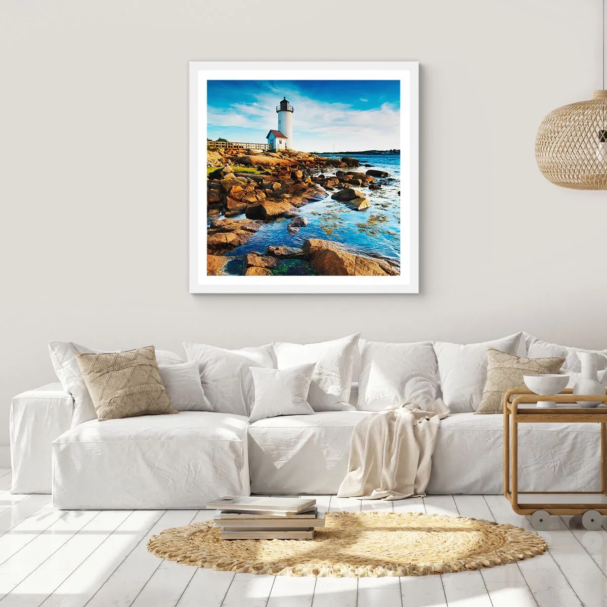 Poster in een witte lijst - Kom blij terug, ik wacht - 30x30 cm