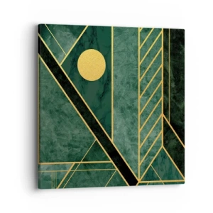 Schilderen op canvas - Dynamiek van goud en azuur - 40x40 cm