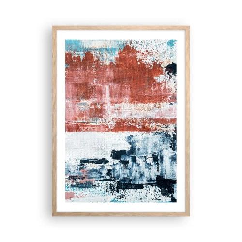 Een poster in een licht eiken lijst - Fifty Fifty abstract - 50x70 cm