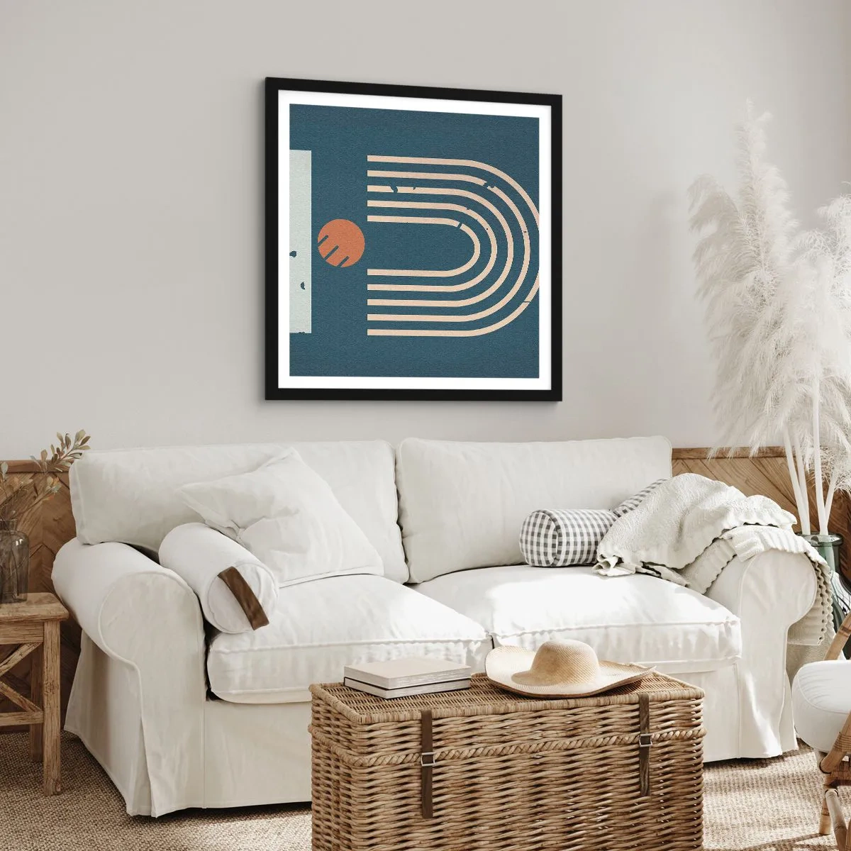 Poster in een zwarte lijst - Geometrie op de granaatappel - 30x30 cm