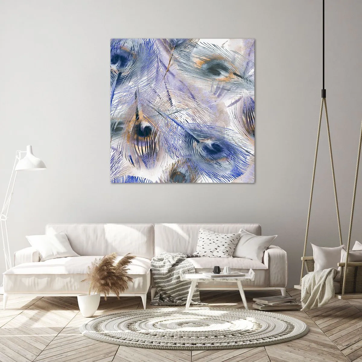 Schilderen op canvas - Pauwenogen compositie - 30x30 cm