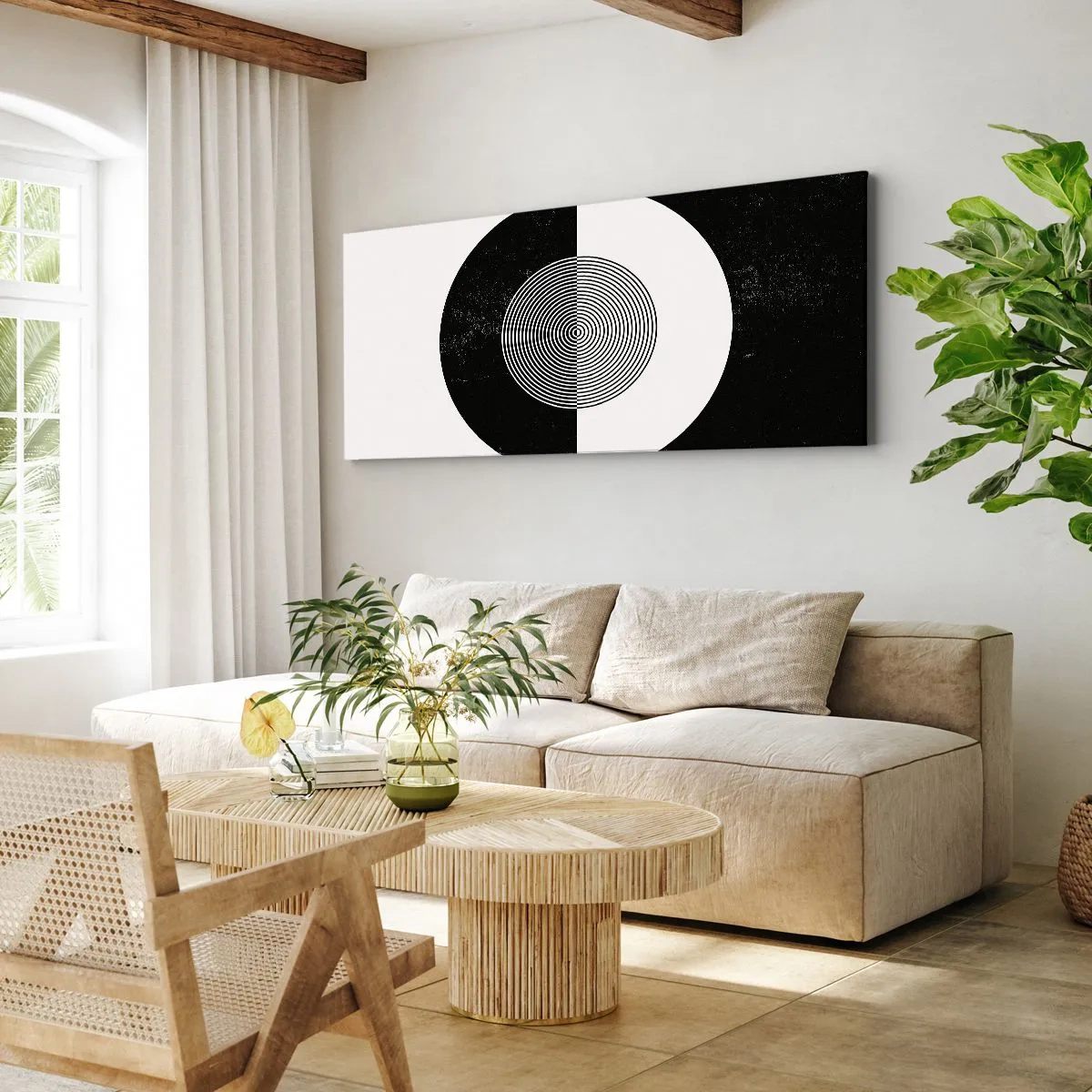 Schilderen op canvas - Harmonie in zwart-wit - 160x50 cm