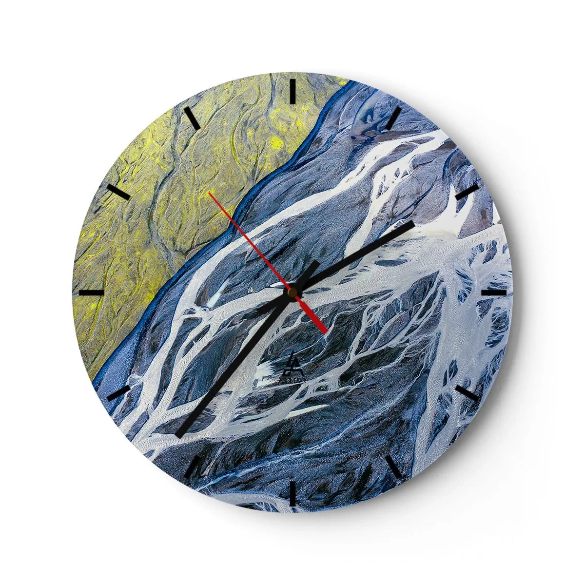 Wandklok - Klok - Abstracte luchtfotografie van rivieren en sedimenten - 30x30cm - Rotstekeningen van de natuur - Moderne wanddecoratie voor woonkamer, keuken en slaapkamer ARTTOR