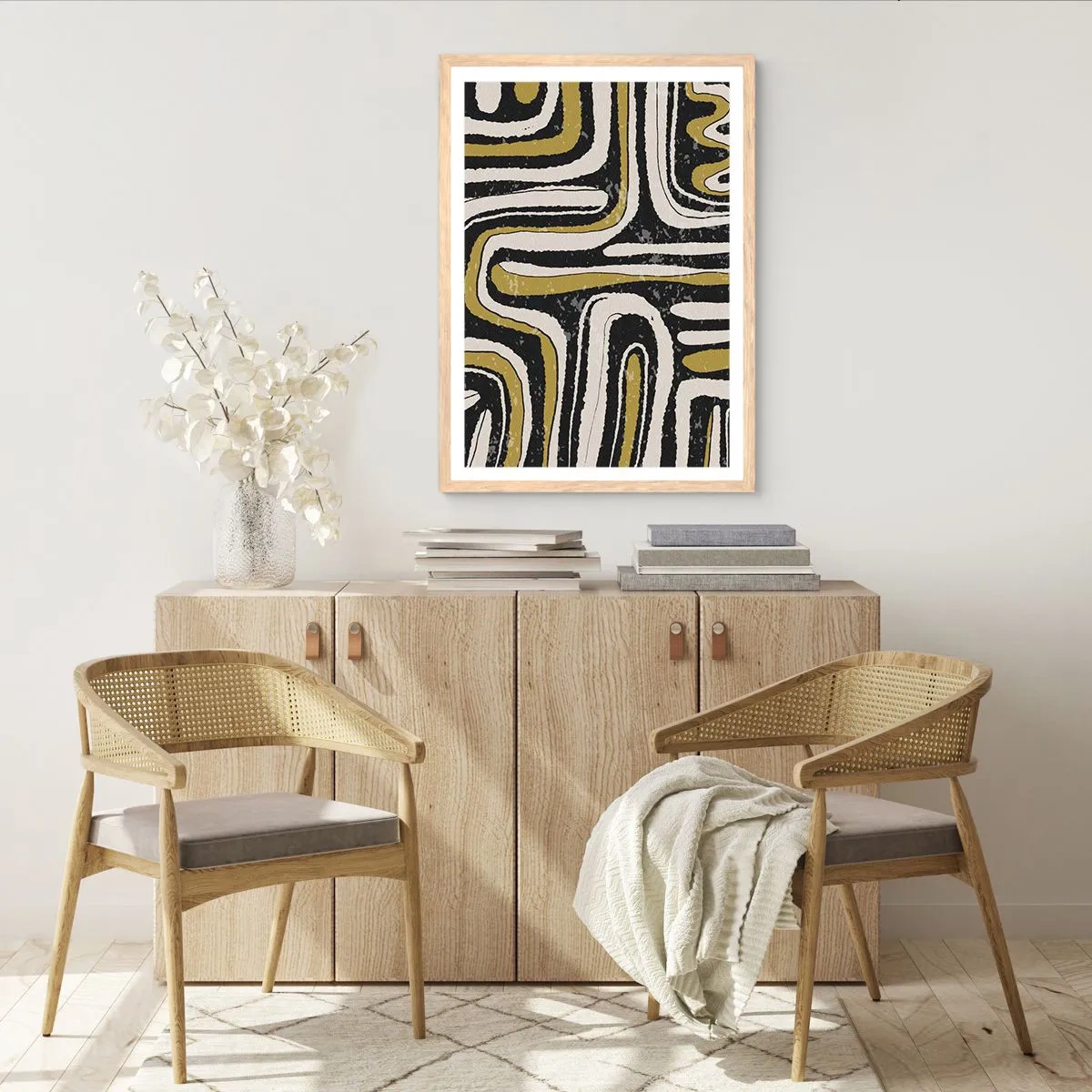 Een poster in een licht eiken lijst - Compositie: wegen en steegjes - 50x70 cm