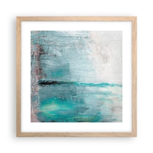 Een poster in een licht eiken lijst - Horizontaal in blauw - 40x40 cm