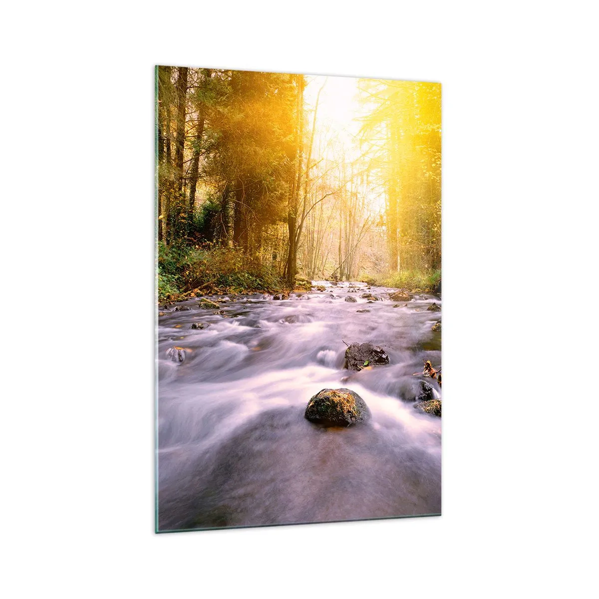 Schilderen op glas - Malachiet in een zilveren en gouden lijst - 70x100 cm