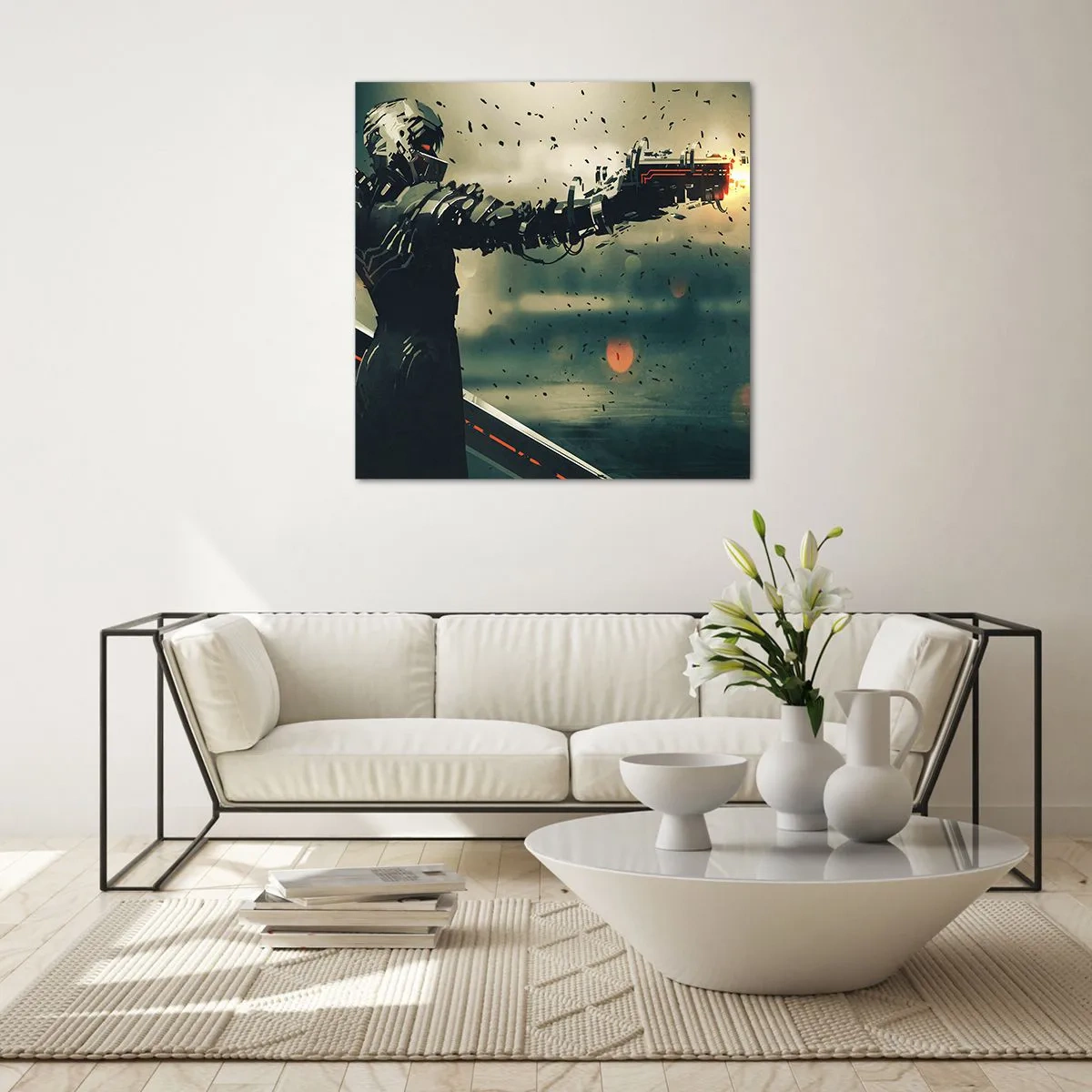 Schilderen op glas - Dodelijke wapens - Je eigen Terminator - 70x70 cm