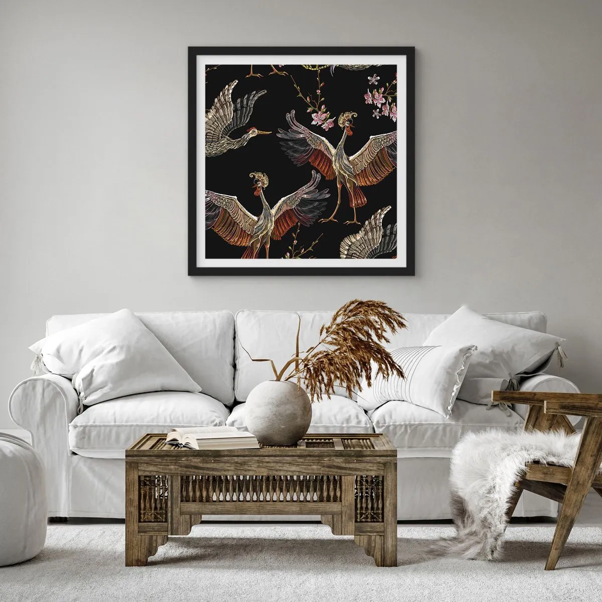 Poster in een zwarte lijst - Een sprookjesvogel - 50x50 cm