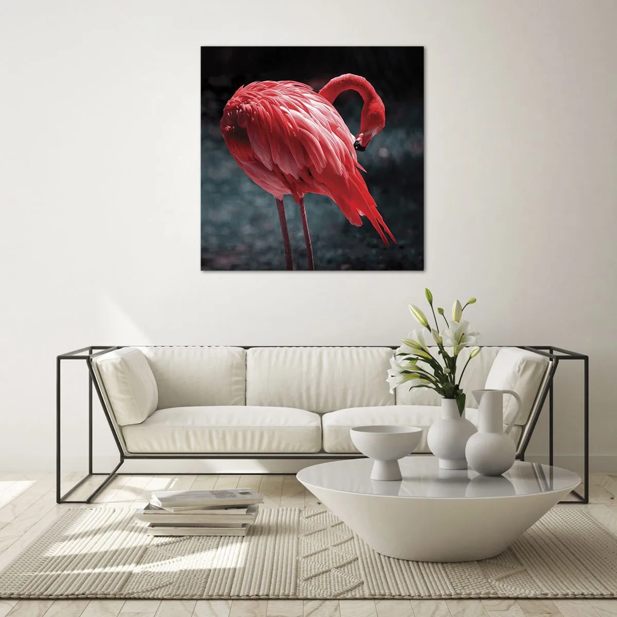 Schilderen op glas - Een karmozijnrood gedicht van de natuur - 70x70 cm