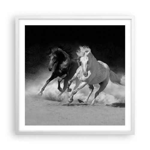 Poster in een witte lijst - Vrijheidsgalop - 60x60 cm