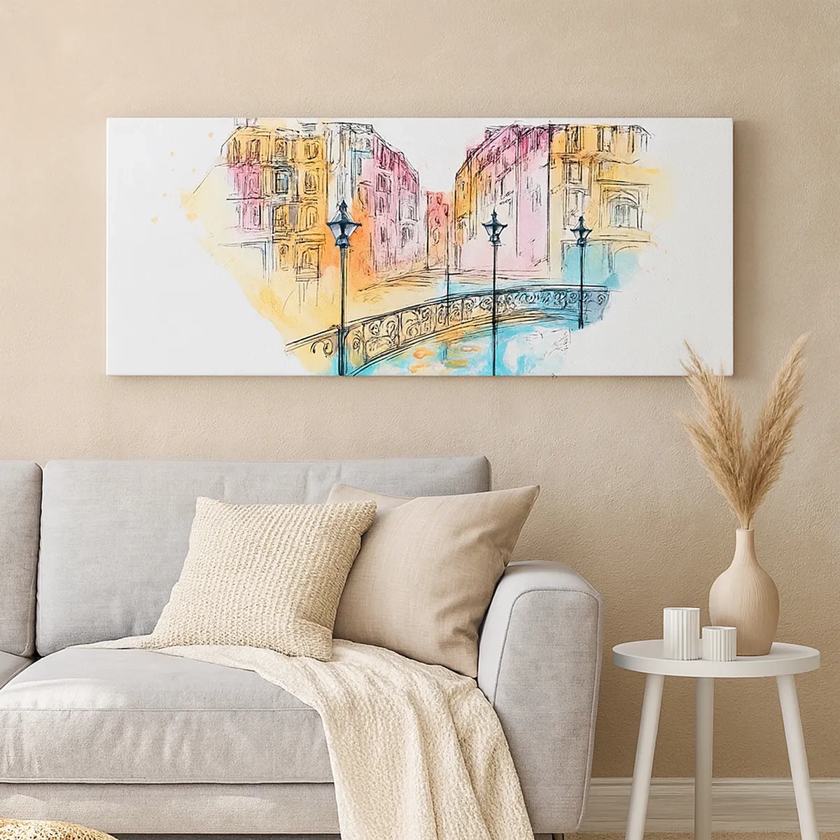 Schilderen op canvas - Het hart van de stad - 30x30 cm