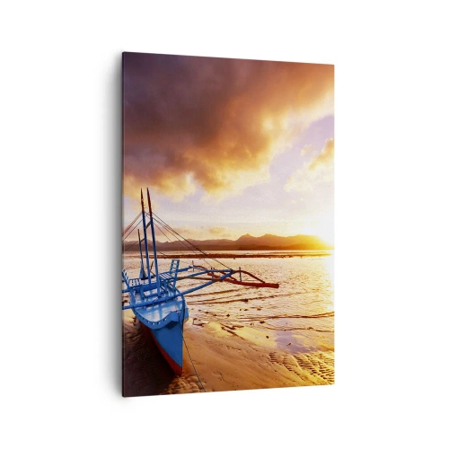 Schilderen op canvas - Strek je uit op het zand na een hele dag - 70x100 cm