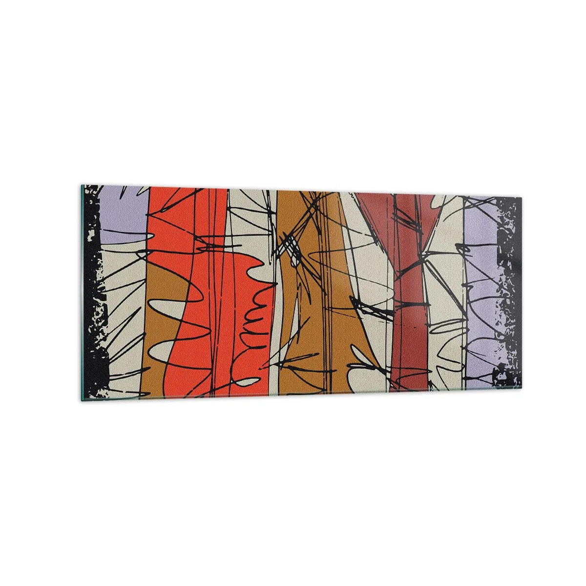 Schilderen op glas - Spontane compositie - 120x50 cm