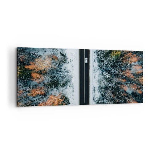 Schilderen op canvas - Snijd door het winterbos - 120x50 cm