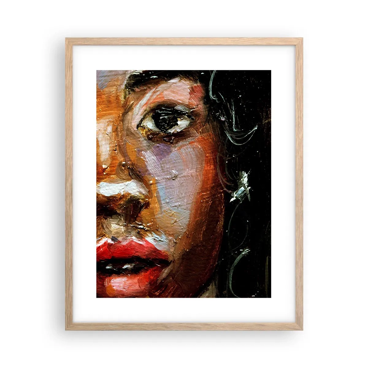 Een poster in een licht eiken lijst - Zwart en gloed - 40x50 cm