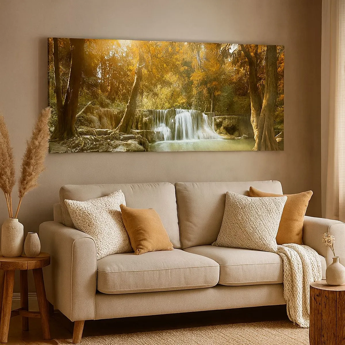 Schilderen op canvas - Park cascade - 100x40 cm