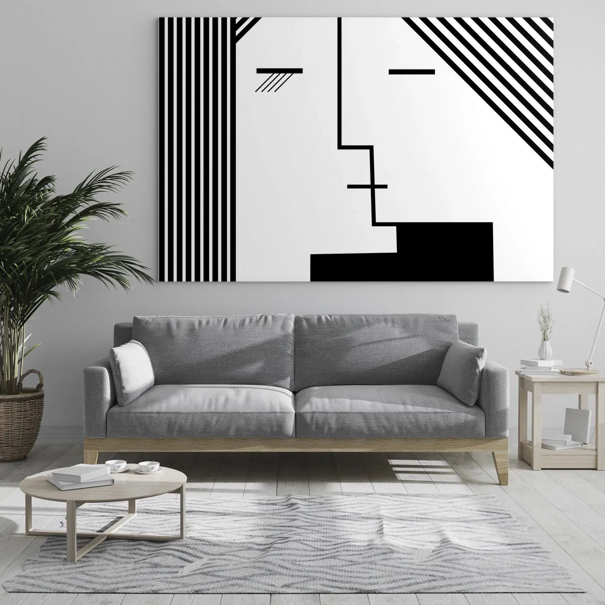 Schilderen op glas - Een grafische kijk op een kus in minimalistische stijl - 70x50cm - Alleen maar een kus - Moderne wanddecoratie voor woonkamer en slaapkamer ARTTOR