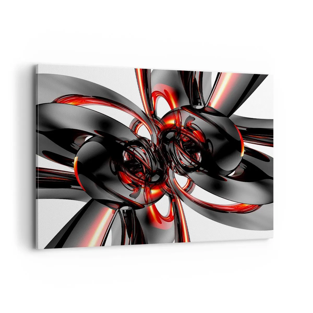 Schilderen op canvas - Beweging in grafiet en rood - 100x70 cm