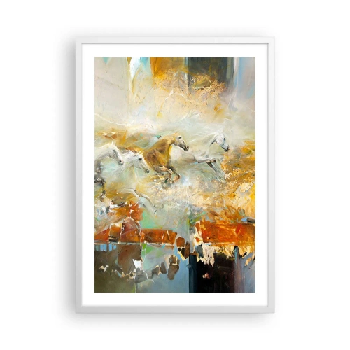 Poster in een witte lijst - Galopperen door het licht - 50x70 cm