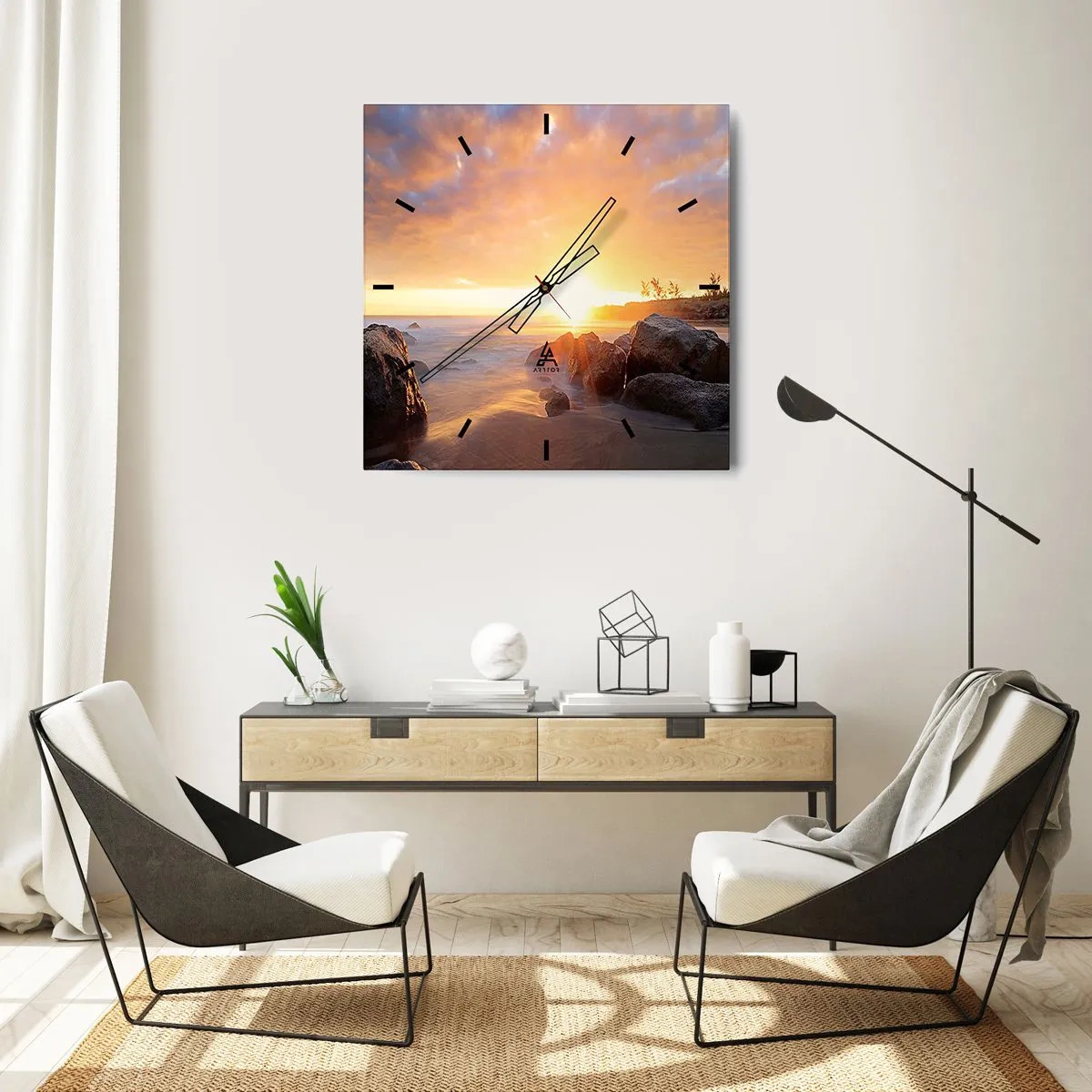 Wandklok - Klok - Lichtgevende bries van de avond - 40x40 cm