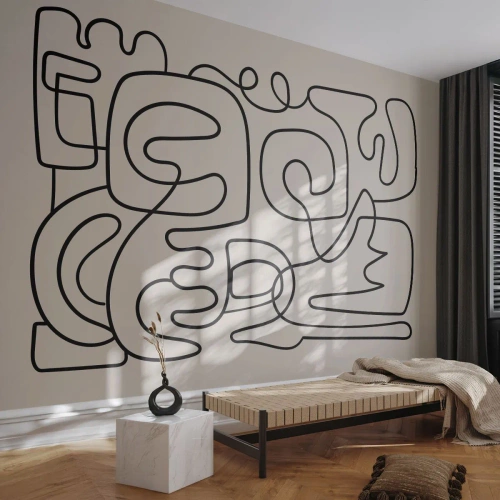Zelfklevend Fotobehang Deluxe Sticker - Volg het pad - Abstractie, Deel, Lijn kunst - 100x70 cm