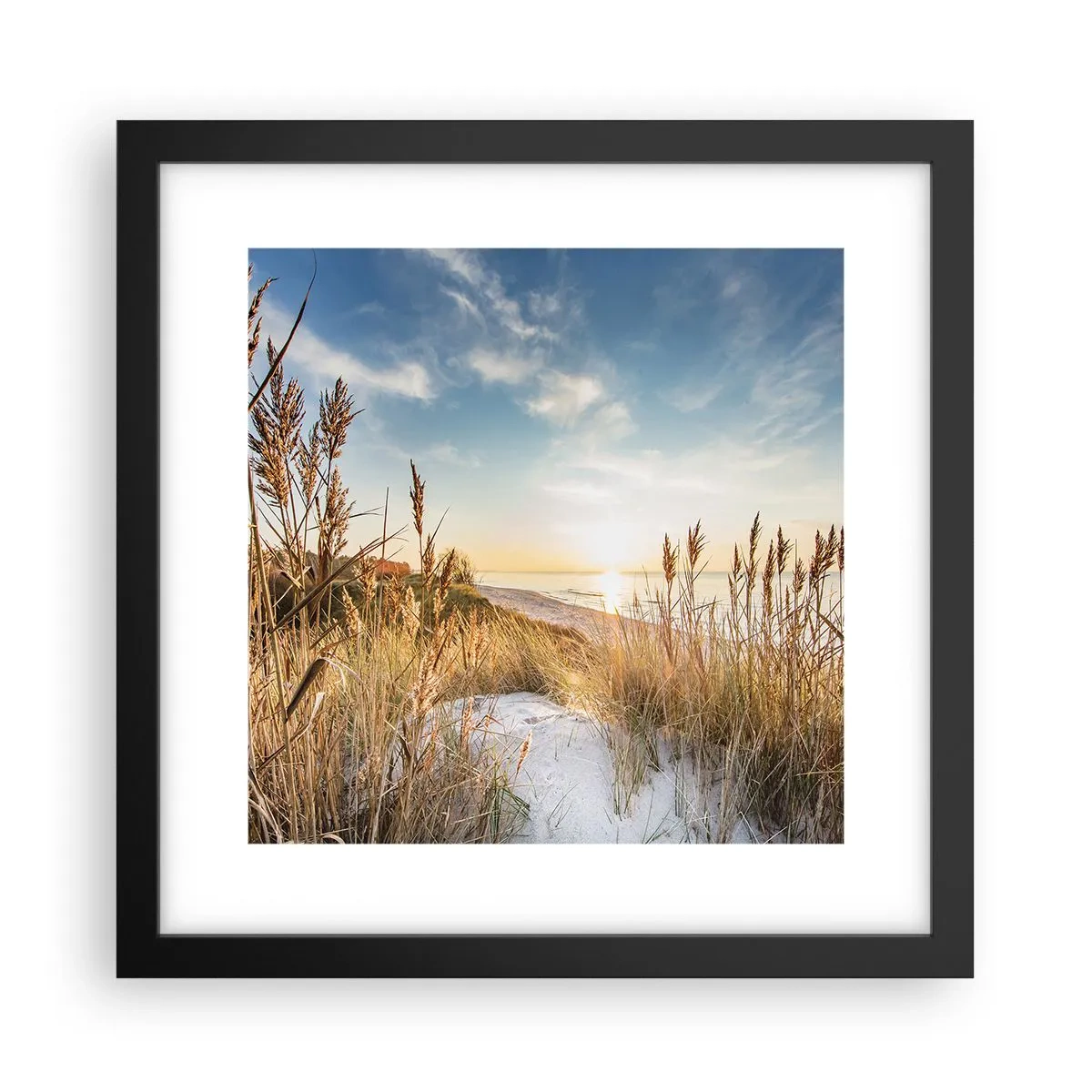 Poster in een zwarte lijst - Noord strand - 30x30 cm