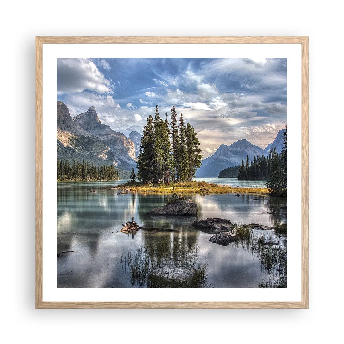 Een poster in een licht eiken lijst - Aan het grote en schone water ... - 60x60 cm