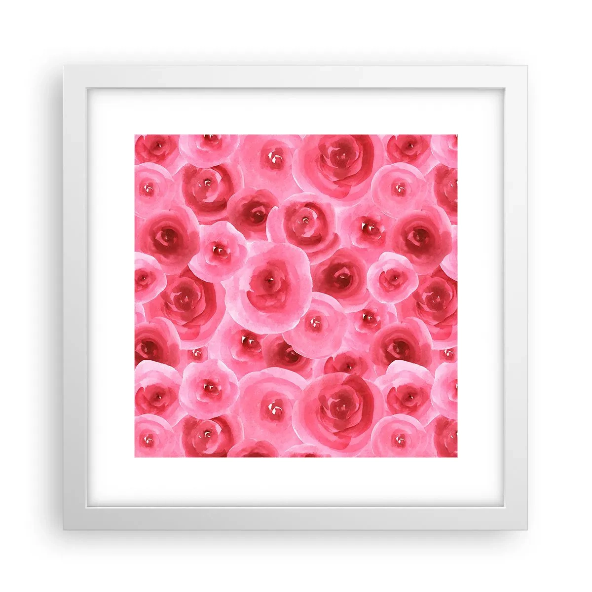 Poster in een witte lijst - Rozen onder en boven - 30x30 cm