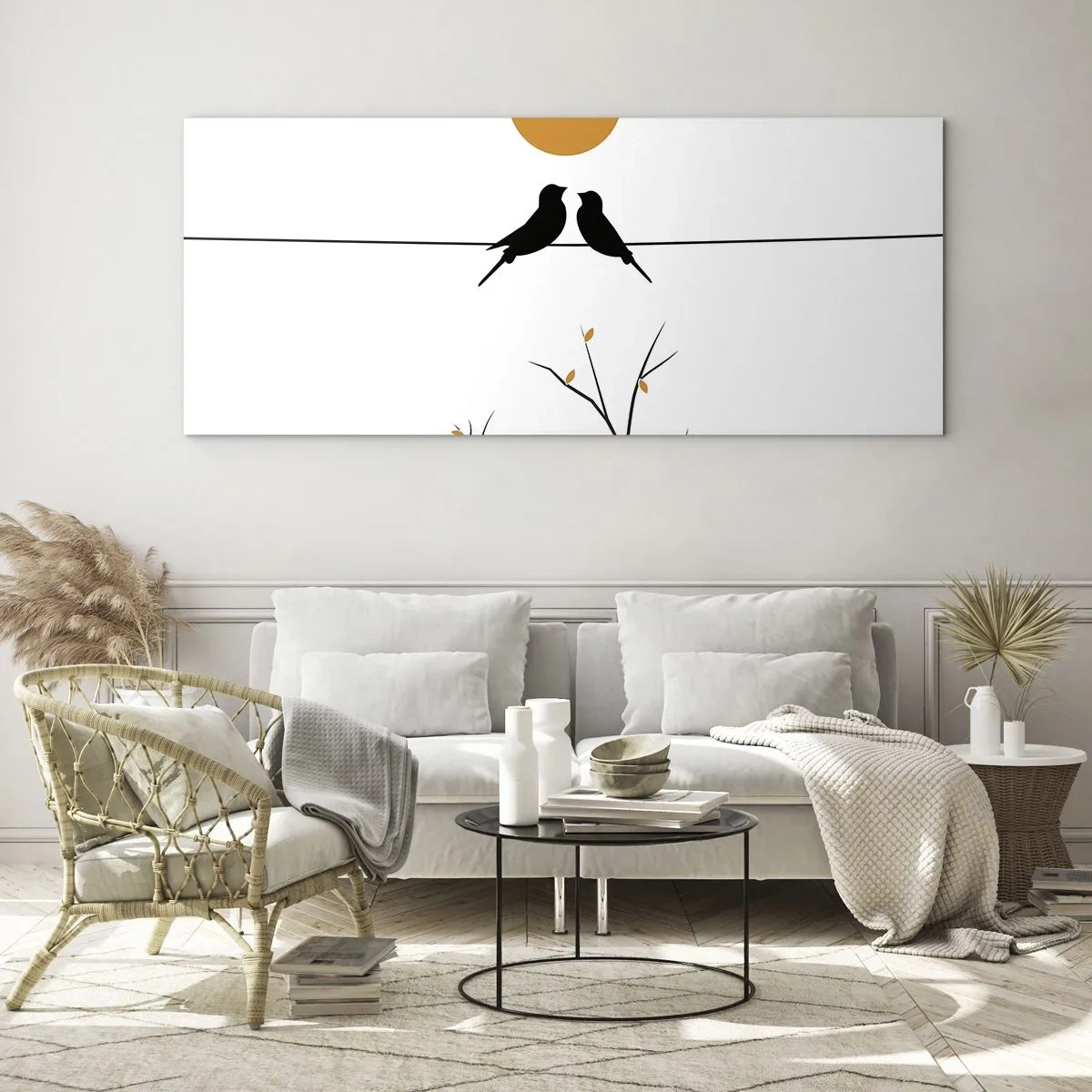 Schilderen op glas - Nachtegalen avond - 120x50 cm