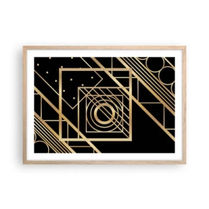 Een poster in een licht eiken lijst - Gouden geometrie - 70x50 cm