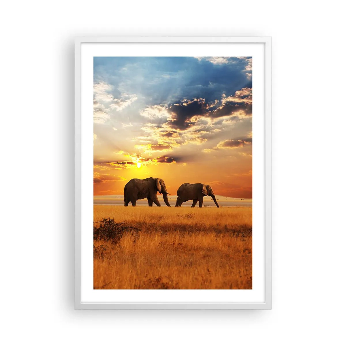 Poster in een witte lijst - Familie wandeling - 50x70 cm