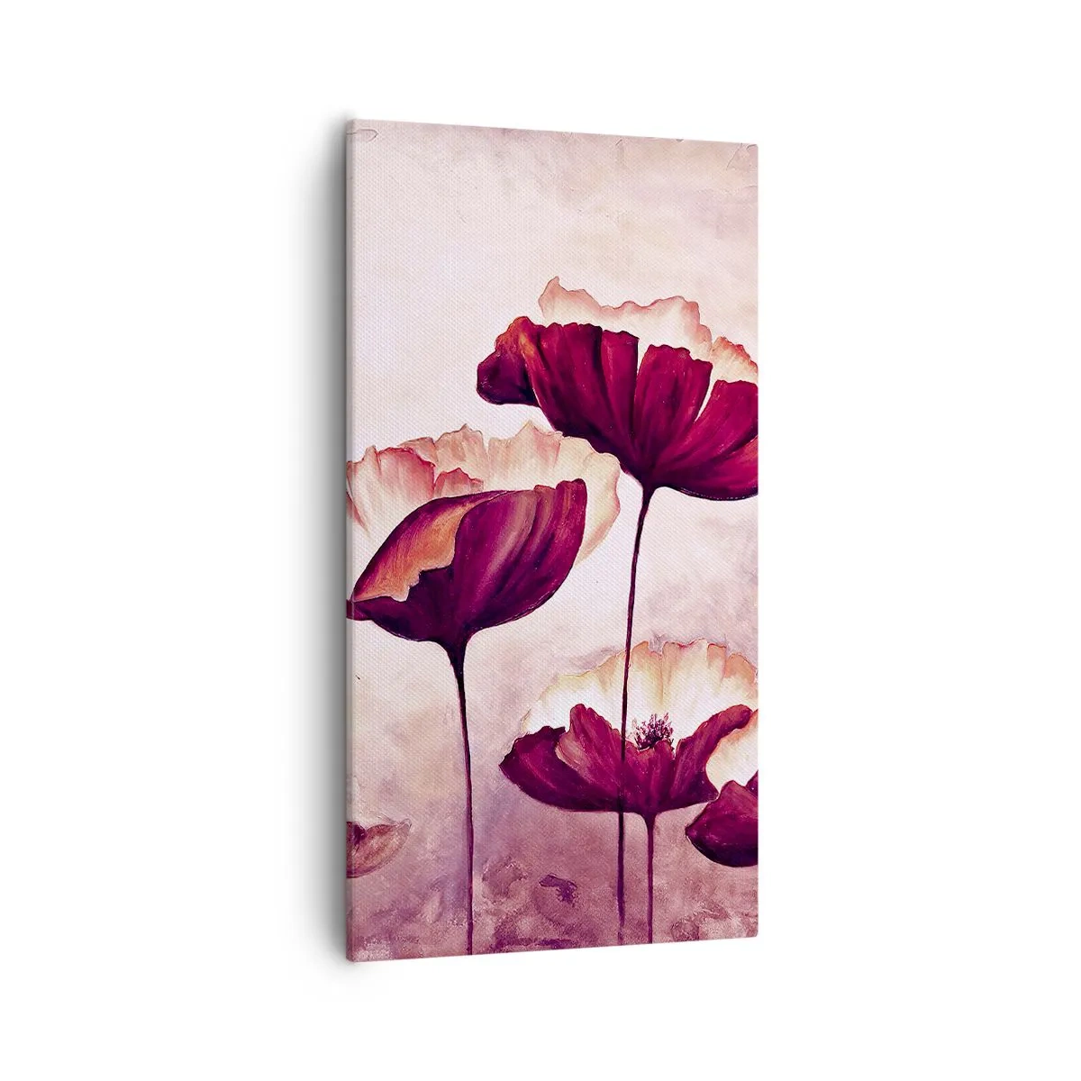 Schilderen op canvas - Rood en wit bloemblad - 55x100 cm