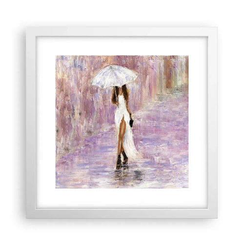 Poster in een witte lijst - In de lila regen - 30x30 cm