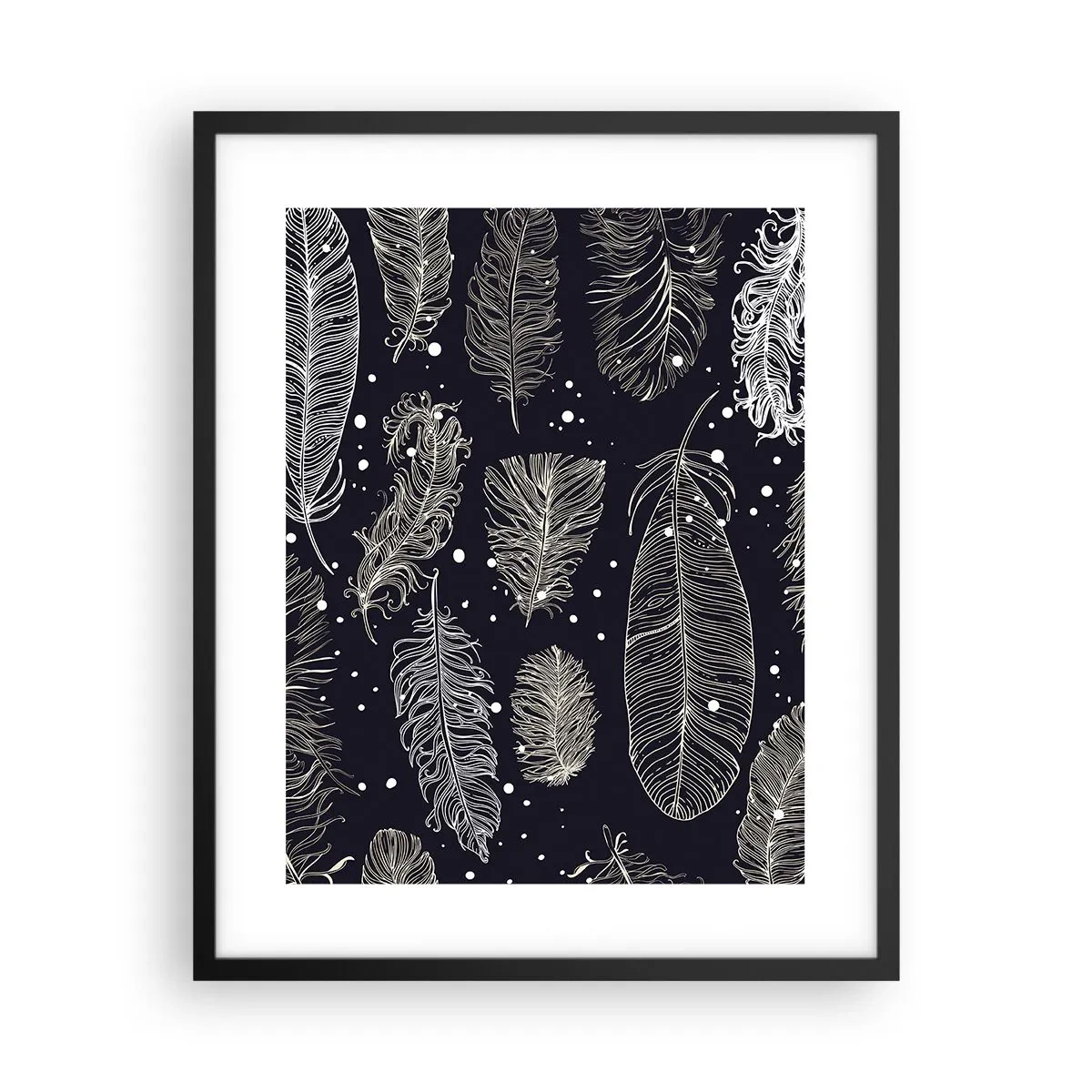 Poster in een zwarte lijst - Gevederde kant - 40x50 cm