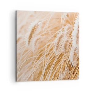Schilderen op canvas - Het gouden geritsel van het gras - 50x50 cm