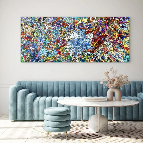 Schilderen op glas - Glas in lood druppel - 140x50 cm