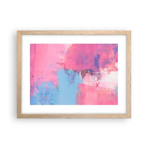 Een poster in een licht eiken lijst - Roze, blauw en een vleugje licht - 40x30 cm