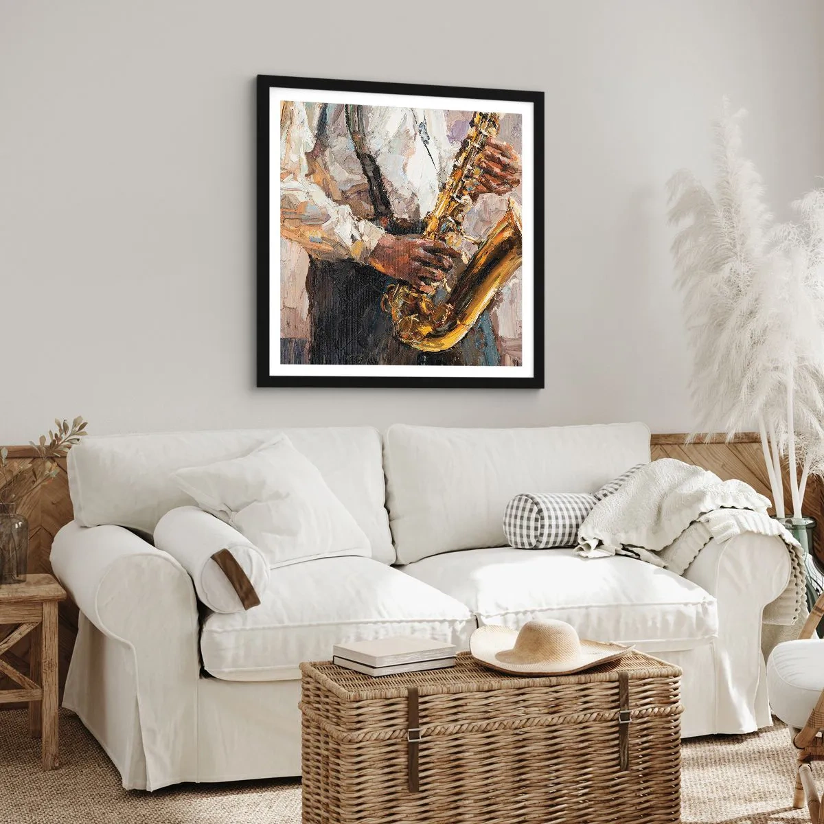 Poster in een zwarte lijst - Tijd om te solo te spelen - 40x40 cm