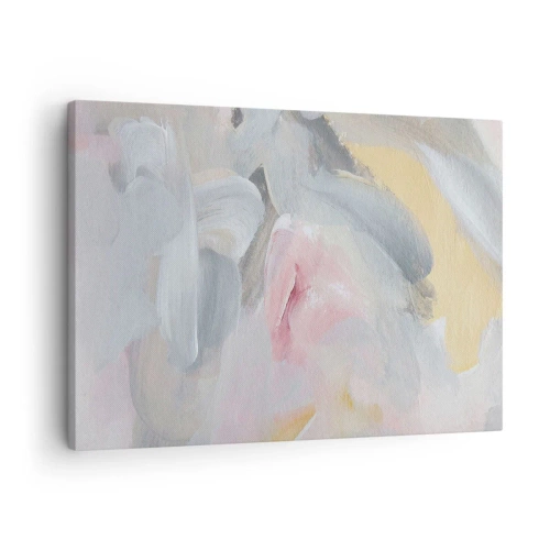 Schilderen op canvas - Abstracte pastelstreken in tinten roze en grijs. - 70x50cm - In een pastelkleurige wereld - Moderne wanddecoratie voor woonkamer en slaapkamer ARTTOR