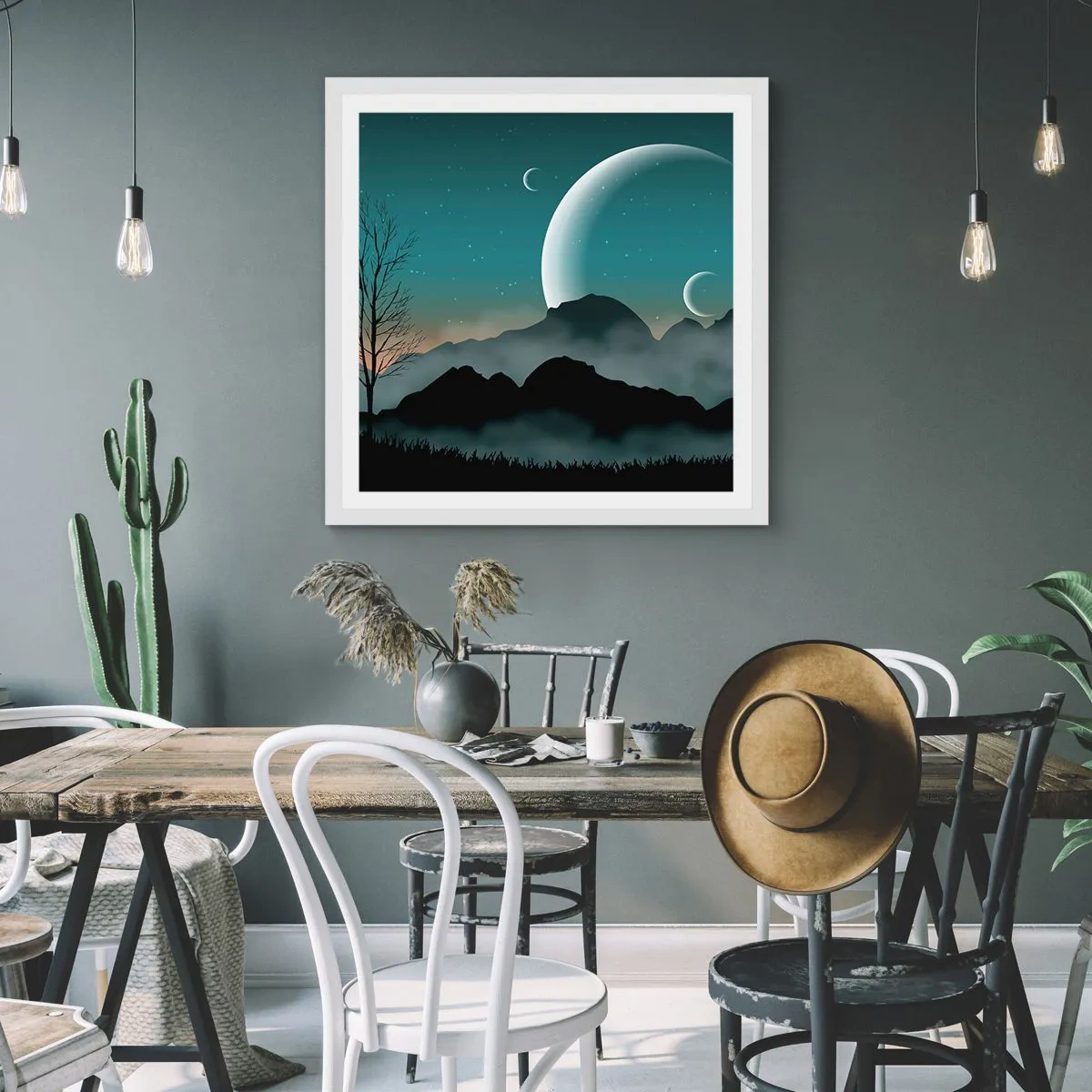 Poster in een witte lijst - Carneval in Sterrennacht  - 40x40 cm