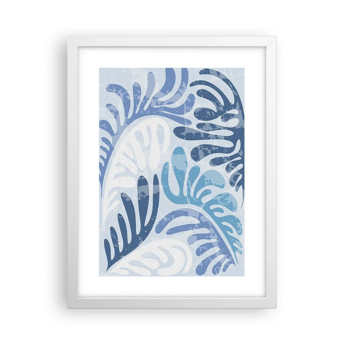 Poster in een witte lijst - Blauwe varens - 30x40 cm