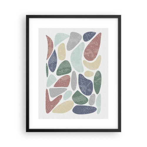 Poster in een zwarte lijst - Een mozaïek van poederkleuren - 40x50 cm