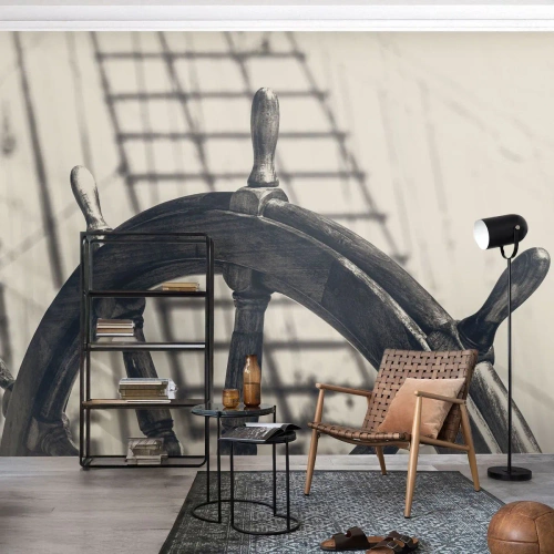 Fotobehang Premium Canvas - Zeeverhalen - Nautisch, het zeilen, Stuur - 250x175 cm