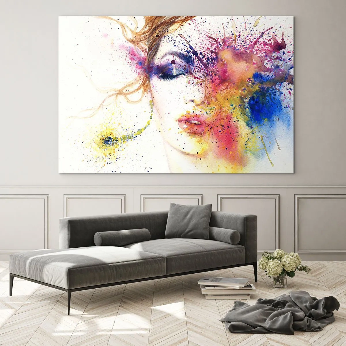 Schilderen op glas - Regenboogduizeligheid - 100x70 cm