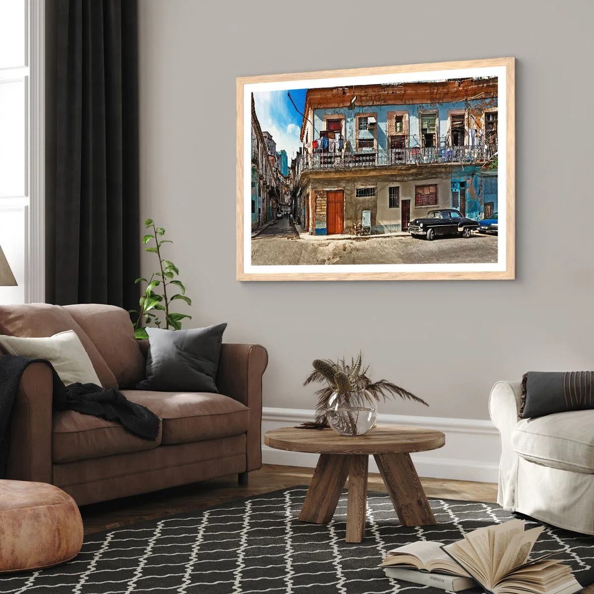 Een poster in een licht eiken lijst - Havana-vibes - 100x70 cm