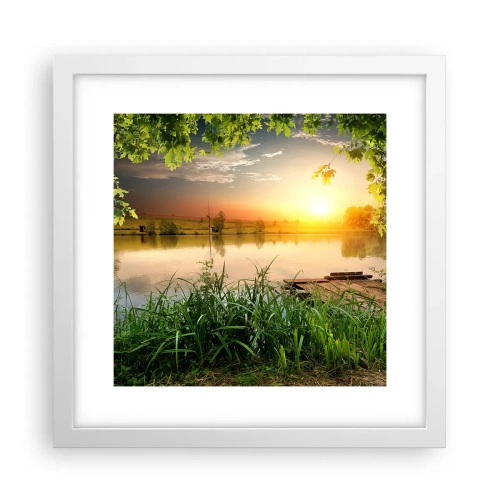 Poster in een witte lijst - Landschap in een groen kader - 30x30 cm