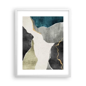 Poster in een witte lijst - Mozaïekcompositie met gouddraad - 40x50 cm