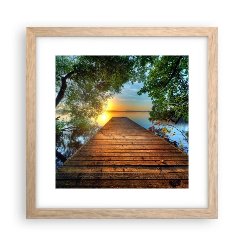 Een poster in een licht eiken lijst - Neem de tijd, ga zitten - 30x30 cm