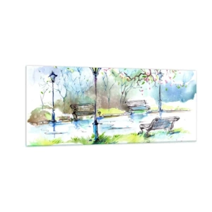 Schilderen op glas - De charme van de stilte van het park - 100x40 cm